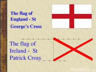The flag of Ireland - St Patrick Cross The flag of England - St George’s Cross