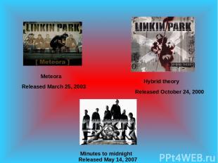 Hybrid theory Meteora Minutes to midnight Released October 24, 2000 Released Mar