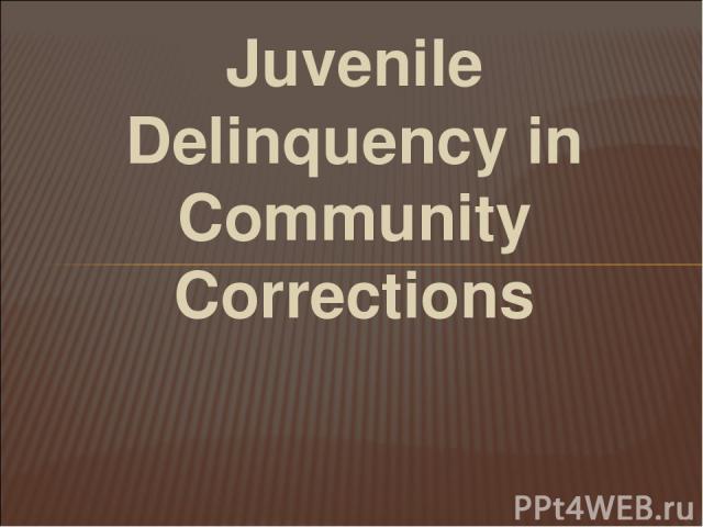 Juvenile Delinquency in Community Corrections