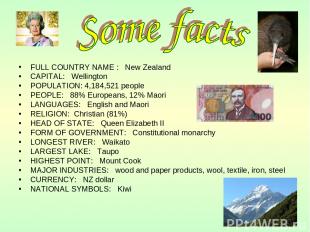 FULL COUNTRY NAME : New Zealand CAPITAL: Wellington POPULATION: 4,184,521 people