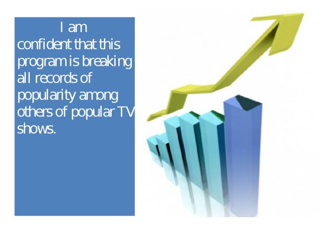 I am confident that this program is breaking all records of popularity among others of popular TV shows.