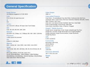 31 General Specification Image Sensor 16.3 effective megapixel 1/2.3" BSI CMOS L