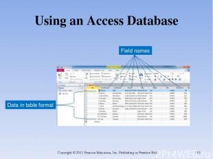 Using an Access Database Copyright © 2011 Pearson Education, Inc. Publishing as
