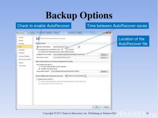 Backup Options Copyright © 2011 Pearson Education, Inc. Publishing as Prentice H