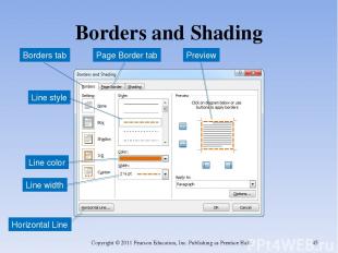 Borders and Shading Copyright © 2011 Pearson Education, Inc. Publishing as Prent