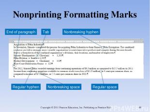 Nonprinting Formatting Marks Copyright © 2011 Pearson Education, Inc. Publishing