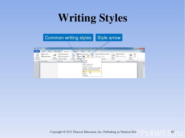 Writing Styles Copyright © 2011 Pearson Education, Inc. Publishing as Prentice Hall. * Style arrow Common writing styles Copyright © 2011 Pearson Education, Inc. Publishing as Prentice Hall.