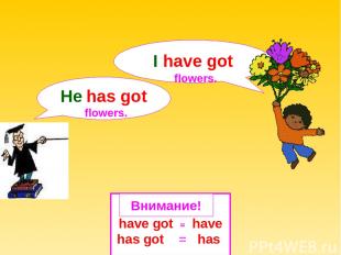 have got = have has got = has Внимание! He has got flowers. I have got flowers.