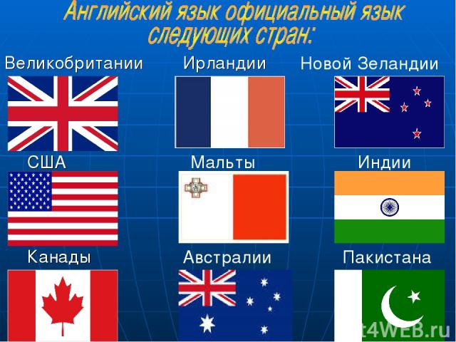США Великобритании Ирландии Канады Мальты Австралии Новой Зеландии Индии Пакистана