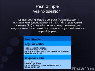 Past Simple yes-no question При построении общего вопроса (yes-no question ) исп