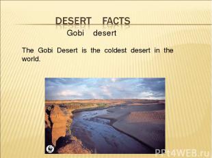 Gobi desert The Gobi Desert is the coldest desert in the world.