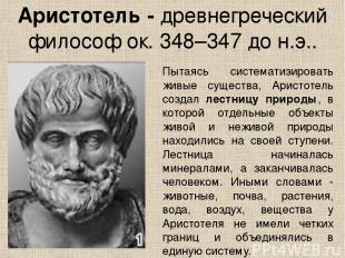 Аристотель - древнегреческий философ ок. 348–347 до н.э.. Пытаясь систематизиров