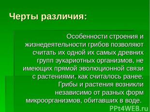 Черты различия: Особенности строения и жизнедеятельности грибов позволяют считат