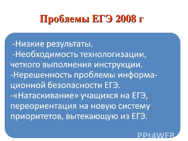 Проблемы ЕГЭ 2008 г