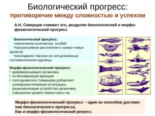 Биологический прогресс: противоречие между сложностью и успехом А.Н. Северцов сн