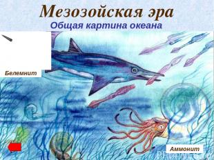 Мезозойская эра Общая картина океана Белемнит Аммонит
