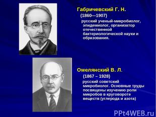 Габричевский Г. Н. (1860—1907)  русский ученый-микробиолог, эпидемиолог, организ