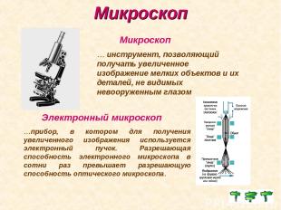 Микроскоп Электронный микроскоп …прибор, в котором для получения увеличенного из