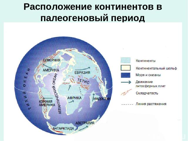 Расположение континентов в палеогеновый период