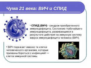 Чума 21 века: ВИЧ и СПИД СПИД (ВИЧ) - синдром приобретенного иммунодефицита. Сос