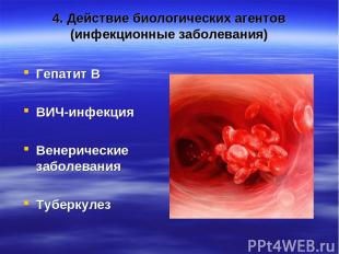 4. Действие биологических агентов (инфекционные заболевания) Гепатит В ВИЧ-инфек