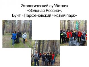 Экологический субботник «Зеленая Россия». Бунт «Парфеновский чистый парк»