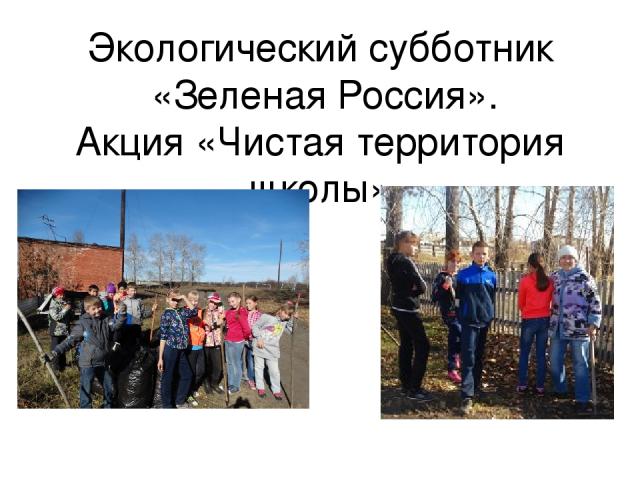 Экологический субботник «Зеленая Россия». Акция «Чистая территория школы»