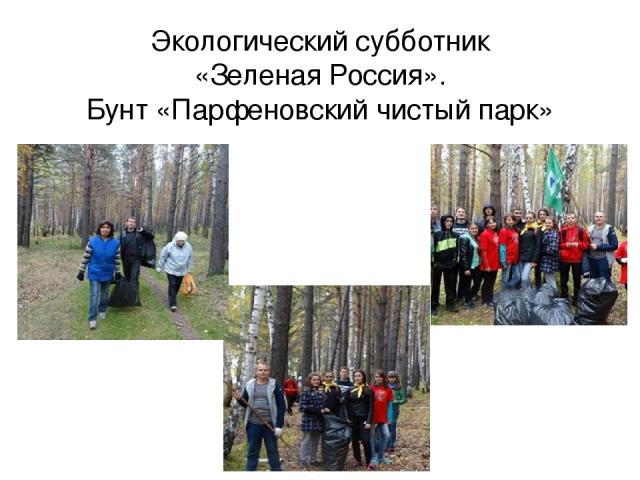 Экологический субботник «Зеленая Россия». Бунт «Парфеновский чистый парк»