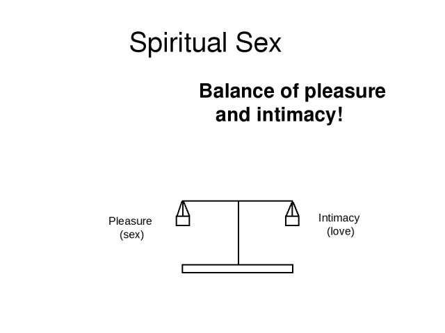 Spiritual Sex Balance of pleasure and intimacy! Pleasure (sex) Intimacy (love)