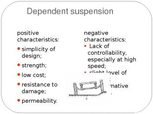 Dependent suspension positive characteristics: simplicity of design; strength; l