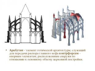 Аркбутан - элемент готической архитектуры, служащий для передачи распора главног