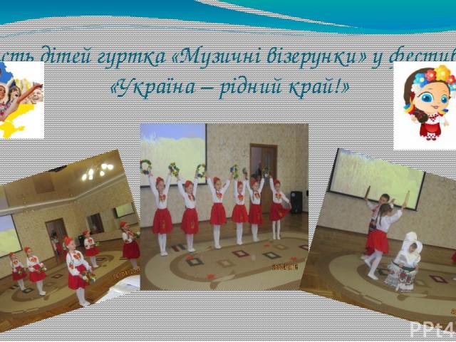 Участь дітей гуртка «Музичні візерунки» у фестивалі «Україна – рідний край!»