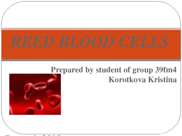 Prepared by student of group 39fm4 Korotkova Kristina Bryansk 2015 REED BLOOD CELLS