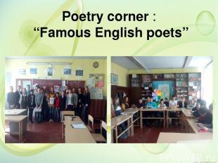 Poetry corner : “Famous English poets”