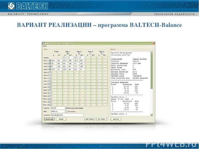 ВАРИАНТ РЕАЛИЗАЦИИ – программа BALTECH-Balance