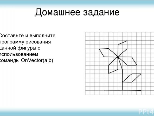 Домашнее задание Составьте и выполните программу рисования данной фигуры с использованием команды OnVector(a,b)