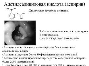 Ацетилсалициловая кислота (аспирин) Химическая формула аспирина Таблетка аспирин