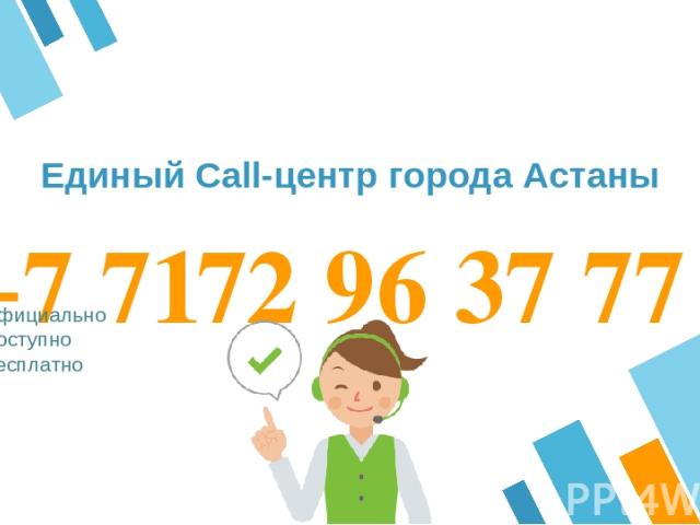 +7 7172 96 37 77 Официально Доступно Бесплатно Единый Call-центр города Астаны
