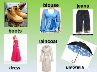 boots blouse jeans dress raincoat umbrella