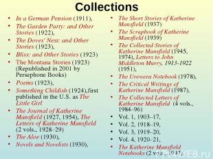 Collections In a German Pension (1911), The Garden Party: and Other Stories (192
