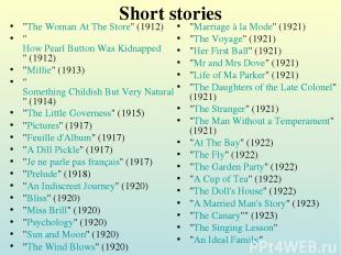 Short stories "The Woman At The Store" (1912) "How Pearl Button Was Kidnapped" (