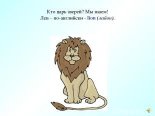 Кто царь зверей? Мы знаем! Лев – по-английски - lion (лайон).