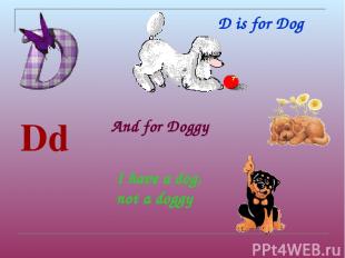 D is for Dog Dd [dɪ:] And for Doggy I have a dog, not a doggy