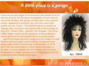 A birth-place is a garage Pank-rok as style began to be formed in the middle 60-