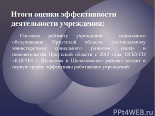 Согласно рейтингу учреждений социального обслуживания Иркутской области, составл